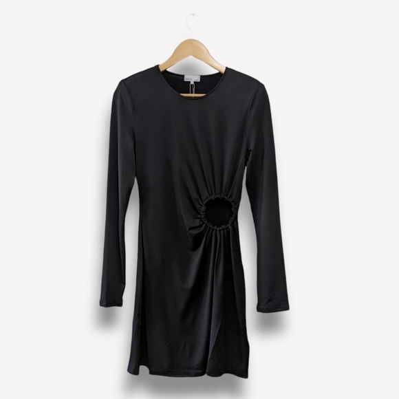 DANIELLE BERNSTEIN Ruched O-Ring Dress Black M - Picture 3 of 15